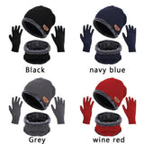 Hat Scarf and Gloves Set - 3pcs Mens Winter Thermal Beanie Knit Hat Glove Neck Scarf Set Men Ski Snow Caps Winter Warm - Tophatter Daily Deals
