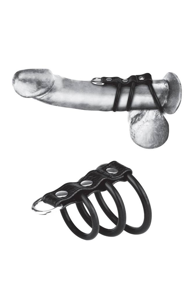 Electric Eel - Blue Line - 3 Ring Silicone Gates Of Hell Cock Cage With Lead - Black Sex Toy - Tophatter Daily Deals