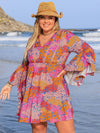 Plus Size Ruched Printed Long Sleeve Dress Casual Dresses - Tophatter Daily Deals