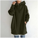 Warm Womens Fleece Hoodie - Oversized, Brushed Fleece Army green - Tophatter Daily Deals