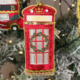 London Phone Box Bauble | Luxury Fabric Christmas Tree Hanging Ornament - 11cm Baubles - Tophatter Daily Deals
