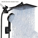 8-Inch Rainfall and Handheld Shower Head Combo - High Pressure, Adjustable Arm, Black Bath - Tophatter Daily Deals