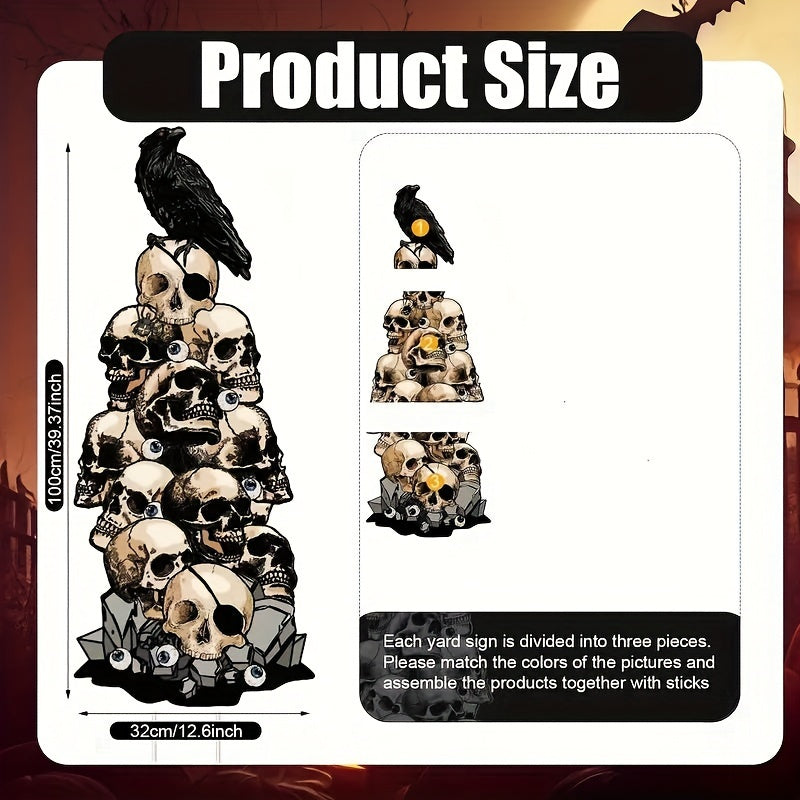 Halloween Skull & Crow Yard Stakes Outdoor Decor Halloween - Tophatter Daily Deals