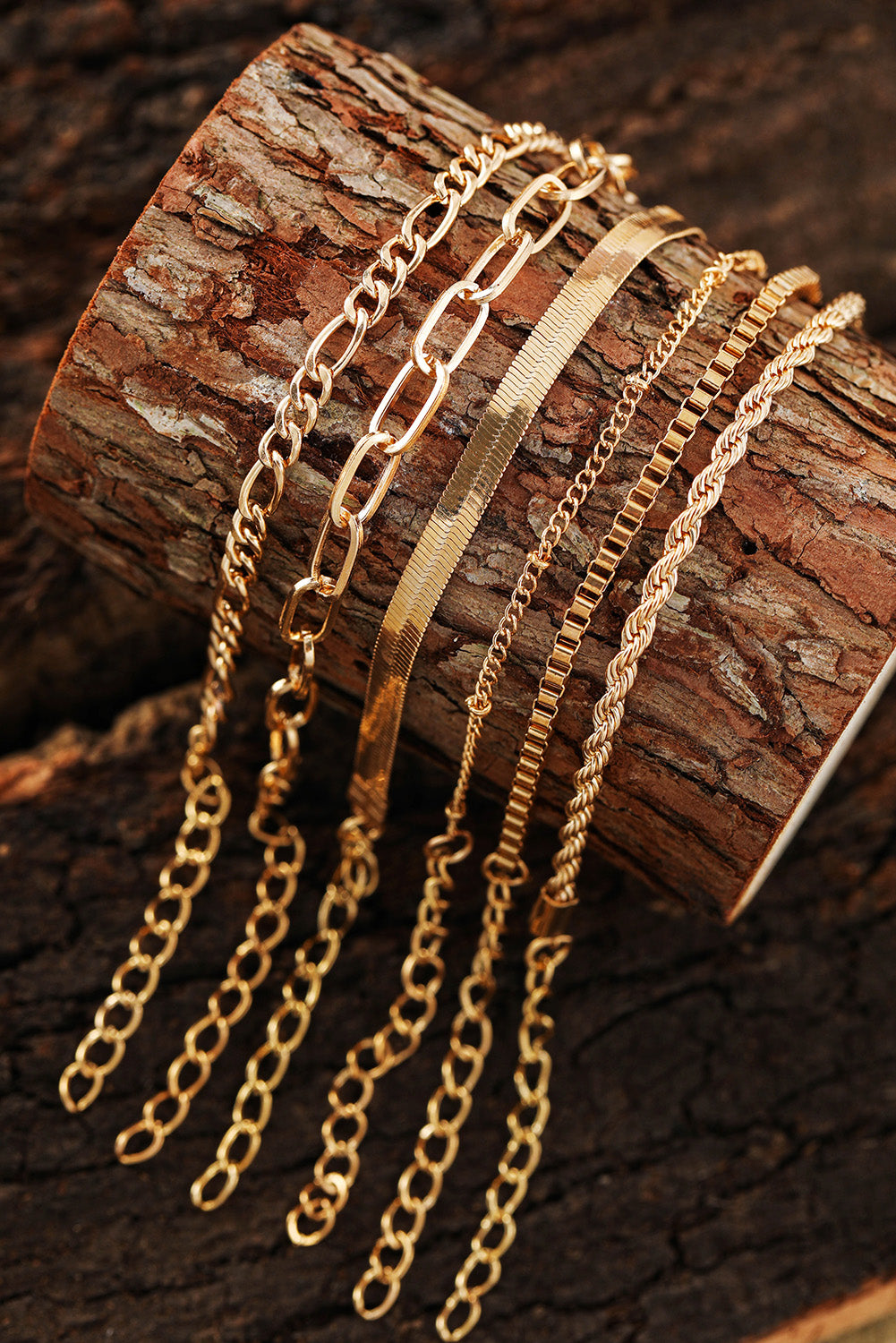 Gold Multi Layered Adjustable Chain Bracelet Set Bracelets - Tophatter Daily Deals