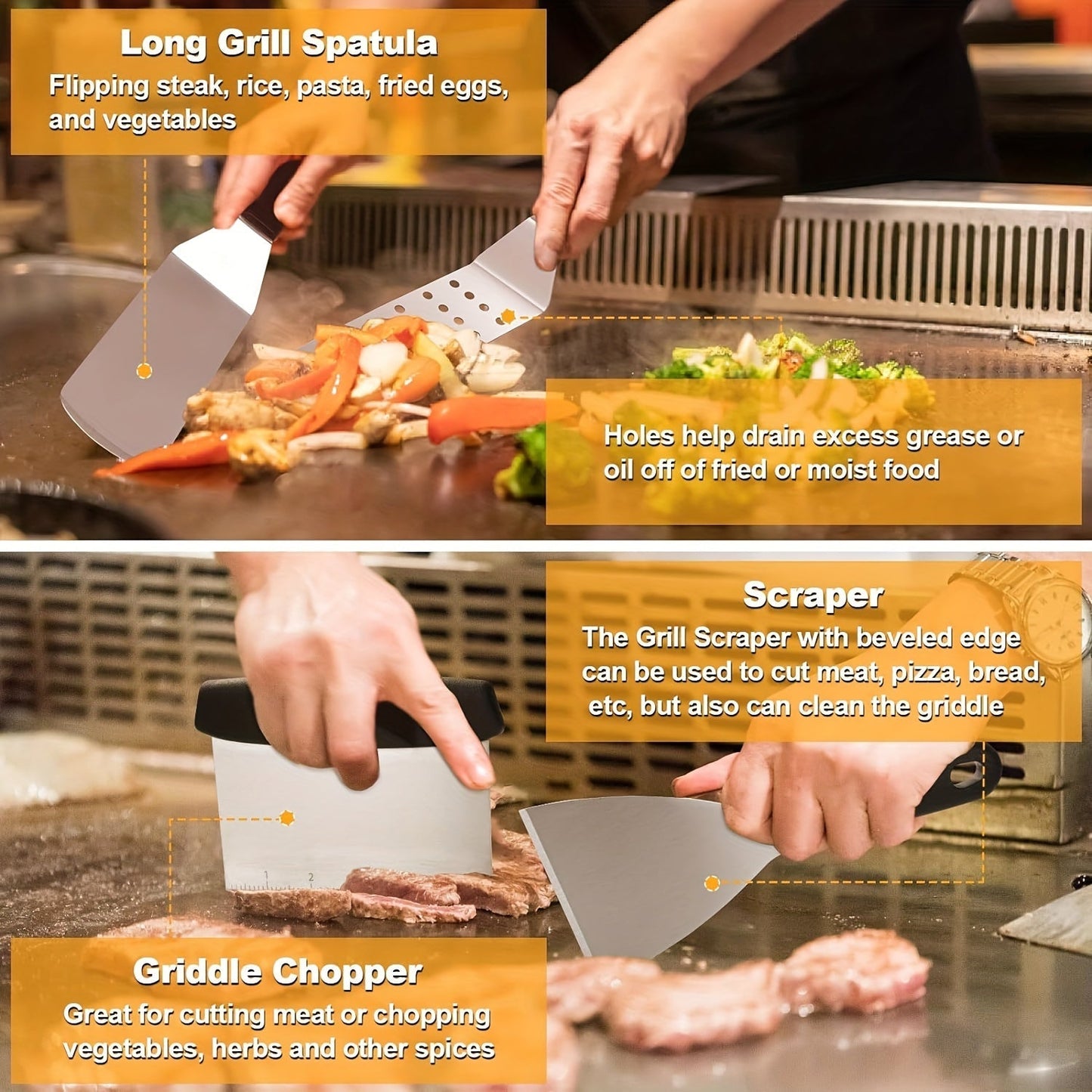 Flat Top Grill Accessories Stainless Steel Set (18pcs) Outdoor Grills - Tophatter Daily Deals