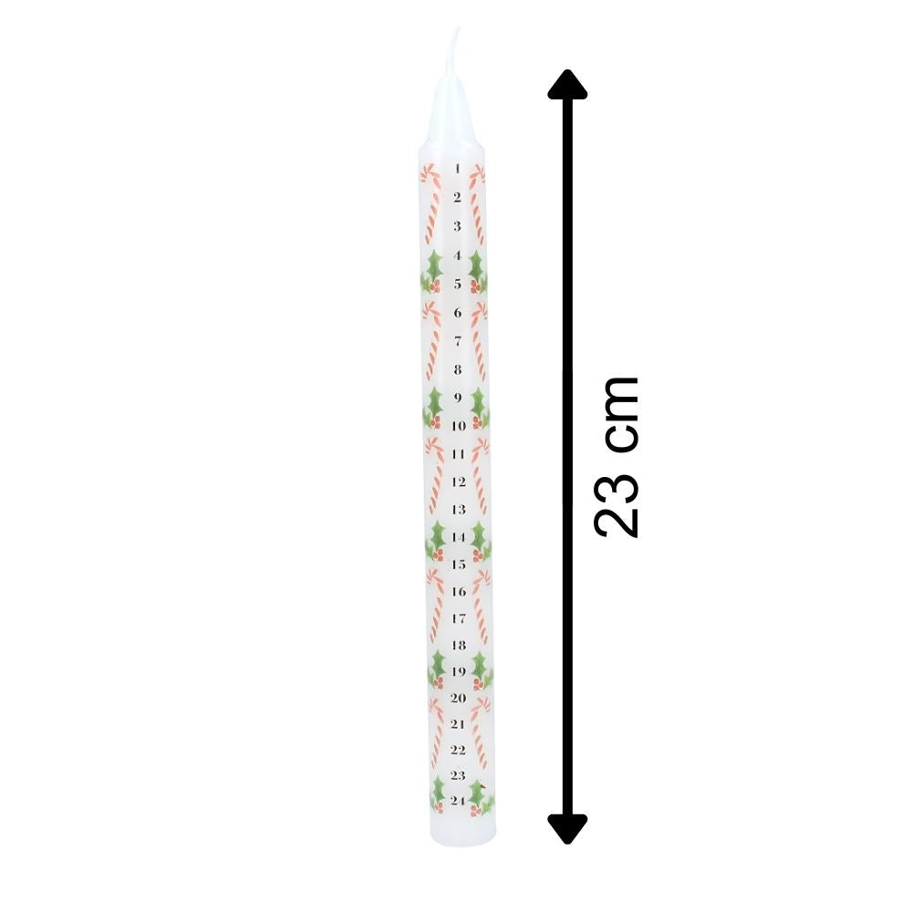 Candy Cane Advent Candle | Numbered Christmas Countdown Advent Calendar - 23cm Advent Candle - Tophatter Daily Deals