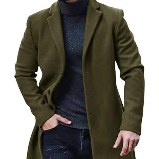 Warm Refined Men's Tweed Coat - Medium-Length Polyester Green 3D Changing Face Moving Picture Frame - Tophatter Daily Deals