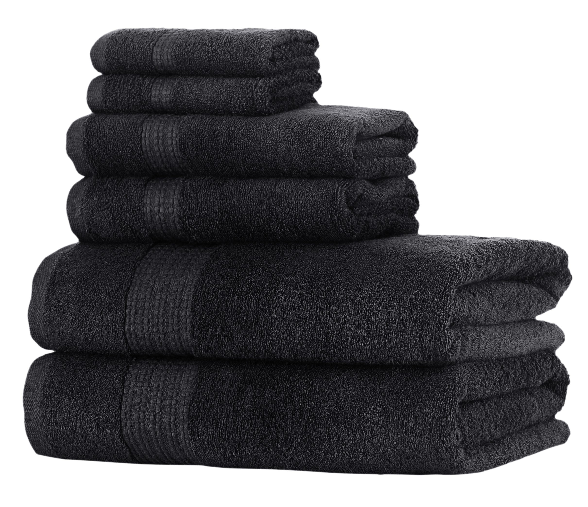 NINE WEST - GLARE PREMIUM LUXURY 6 PC BALE PACK TOWEL SET- 100% Turkish Cotton Black Bath Towel - Tophatter Daily Deals