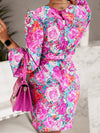 Floral Print Round Neck Long Sleeve Dress Casual Dresses - Tophatter Daily Deals