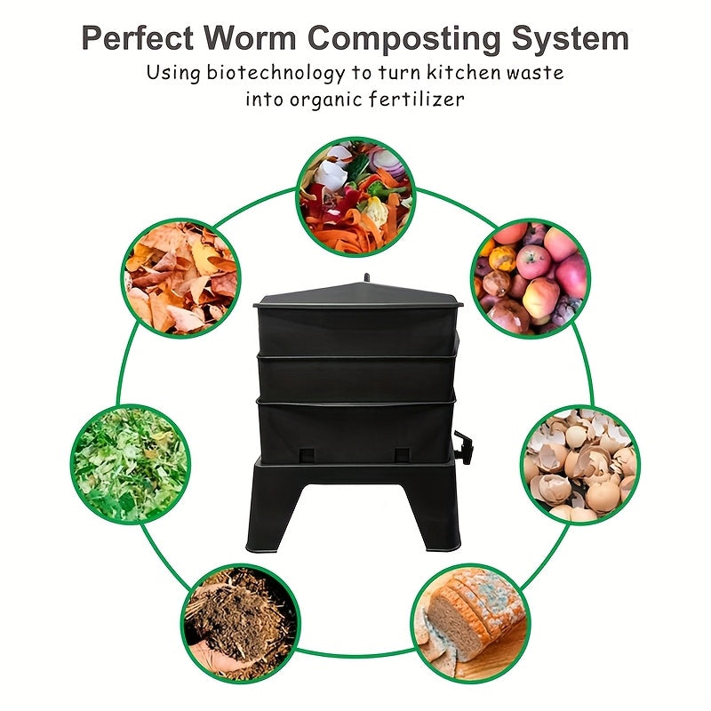 Worm Composting Bin 3-Tier Waste Converter Outdoor > Others - Tophatter Daily Deals