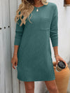 Mandy Striped Round Neck Long Sleeve Mini Dress Casual Dresses - Tophatter Daily Deals