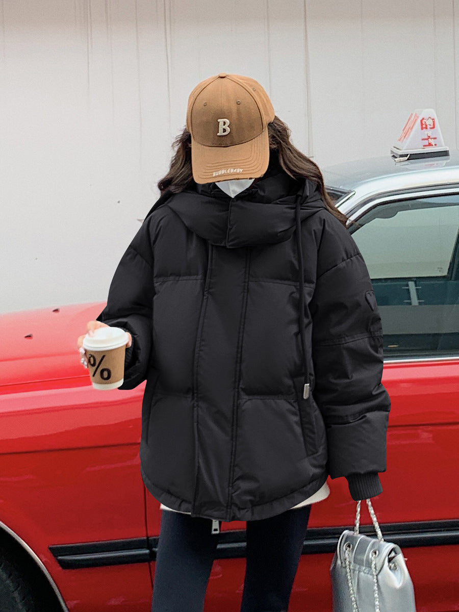 Warm Women’s Down Jacket - Short Boxy Cut, Polyester, Daily Black 3D Changing Face Moving Picture Frame - Tophatter Daily Deals