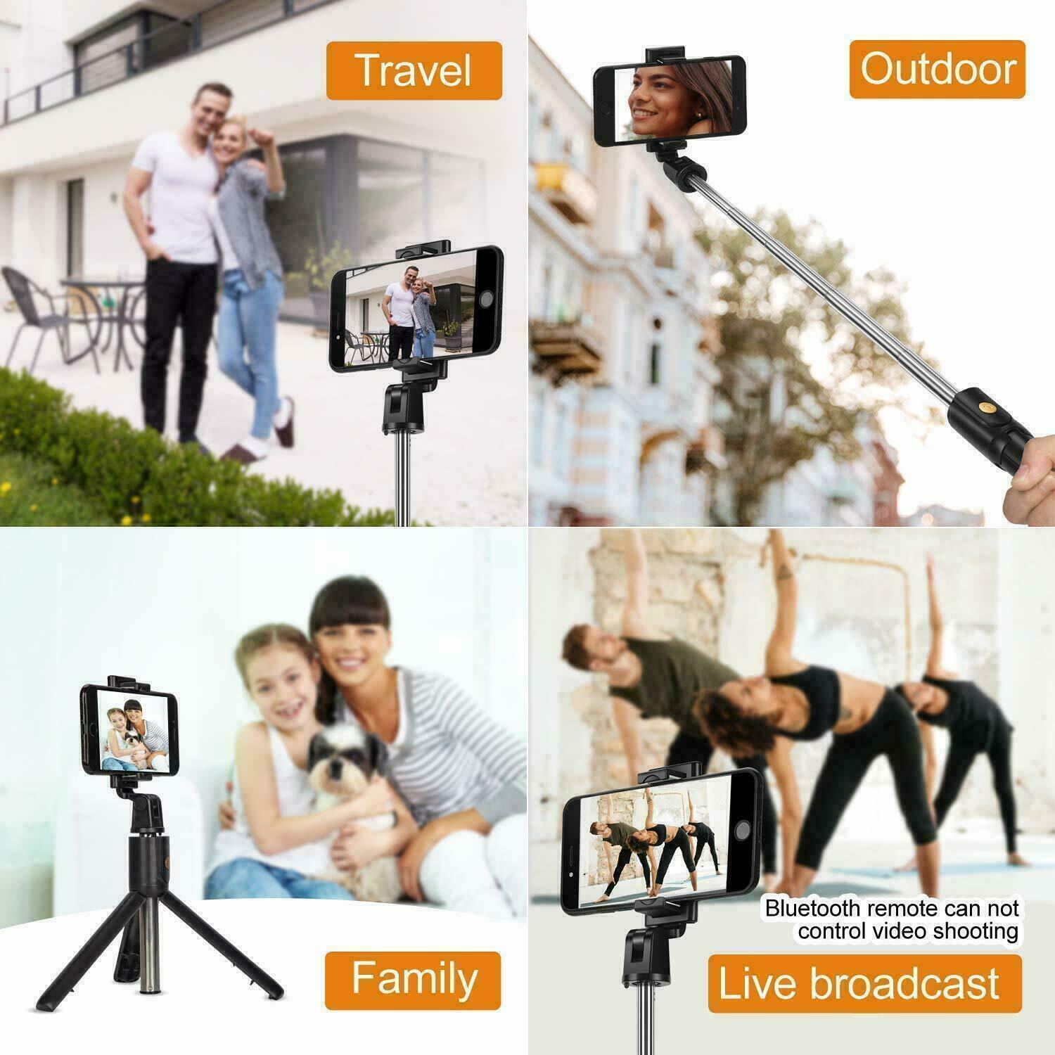 Bluetooth Selfie Tripod Telescopic Stick Remote Monopod Extendable Phone Stand Tripod Telescopic Stick Remote Monopod - Tophatter Daily Deals