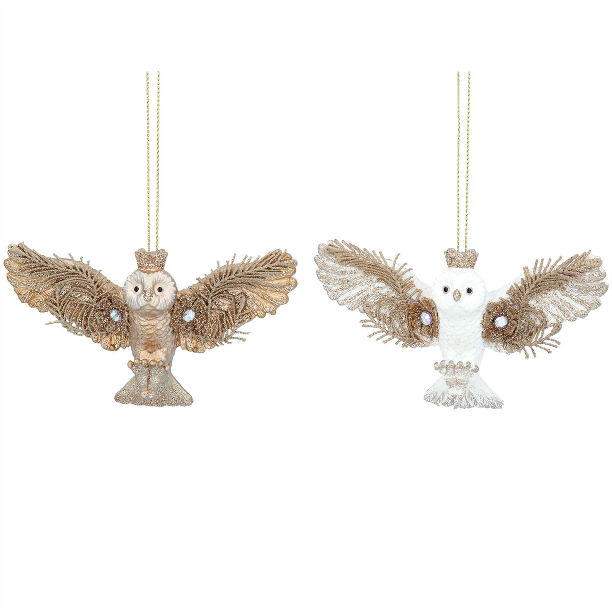 Diamante Owl Christmas Bauble | Resin Owl Christmas Tree Hanging Ornament Baubles - Tophatter Daily Deals