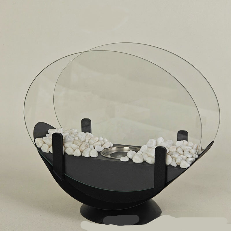 Alcohol Fireplace Lamp Indoor Real Fire Heating Atmosphere Desktop Oval 0 - Tophatter Daily Deals