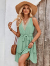 Tied Frill Sleeveless Mini Dress Casual Dresses - Tophatter Daily Deals