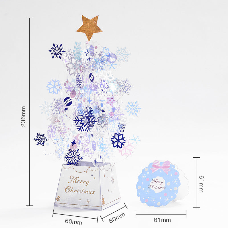 3d Christmas Greeting Card Stereo Christmas Tree Card Creative Blue And White 0 - Tophatter Daily Deals