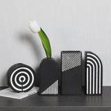 Black And White Striped Ceramic Dried Flower Vase Decorative Art Ornaments 0 - Tophatter Daily Deals