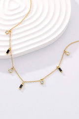 18K Gold Plated Multi-Charm Chain Necklace Black One Size Necklaces - Tophatter Daily Deals
