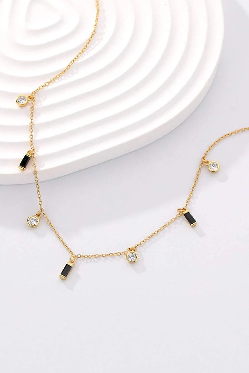 18K Gold Plated Multi-Charm Chain Necklace Black One Size Necklaces - Tophatter Daily Deals