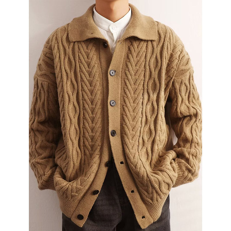 Warm Relaxed Men's Cardigan - Cable Twist Knit, For Fall 3D Changing Face Moving Picture Frame - Tophatter Daily Deals