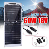 60W Monocrystalline Photovoltaic Solar Cell Power Board Outdoor Portable Emergency Black 0 - Tophatter Daily Deals