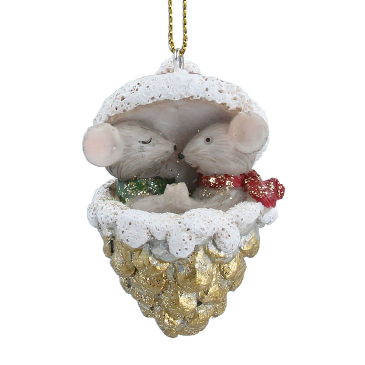 Mice In Gold Cone Resin Hanging Christmas Tree Decoration Gisela Graham 6cm Tree Decoration - Tophatter Daily Deals