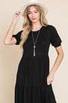 BOMBOM Short Sleeve Tiered Maxi Dress Casual Dresses - Tophatter Daily Deals