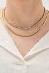 Double-Layered Inlaid Zircon Stainless Steel Necklace Gold One Size Necklaces - Tophatter Daily Deals