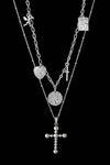 Stainless Steel Antique Coins & Cross Necklace Silver One Size Necklaces - Tophatter Daily Deals