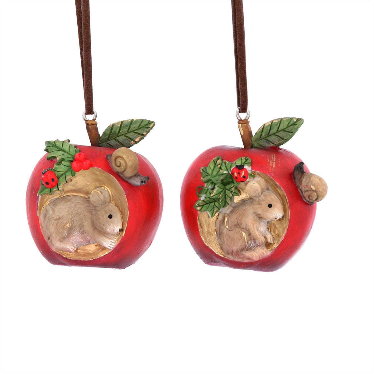 Apple with Mouse Christmas Bauble | Resin Apple Christmas Tree Hanging Ornament Baubles - Tophatter Daily Deals