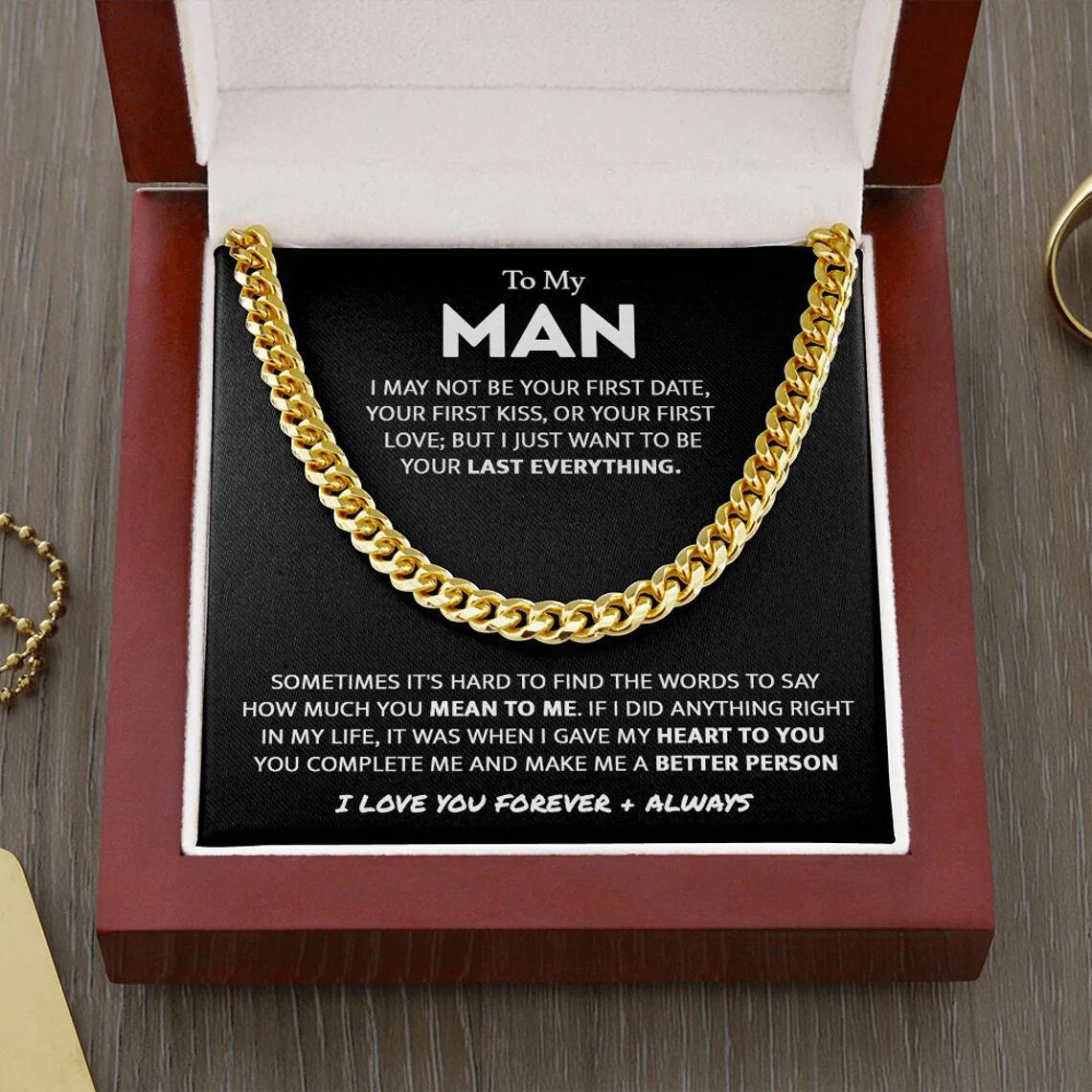 14K Gold Single Round Close Cuban Chain Titanium Steel Necklace With Greeting Card 0 - Tophatter Daily Deals