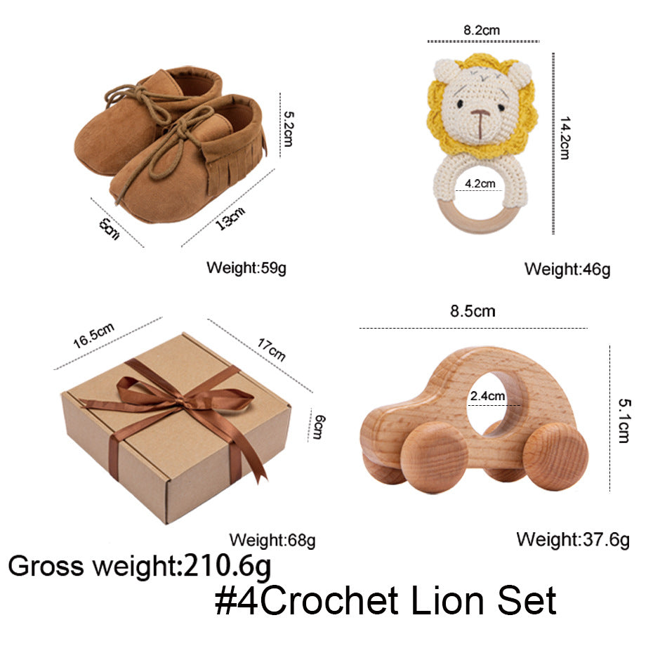 Baby Gift Box Set Bath Towel Toys Lion Crochet Set 0 - Tophatter Daily Deals