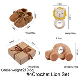 Baby Gift Box Set Bath Towel Toys Lion Crochet Set 0 - Tophatter Daily Deals