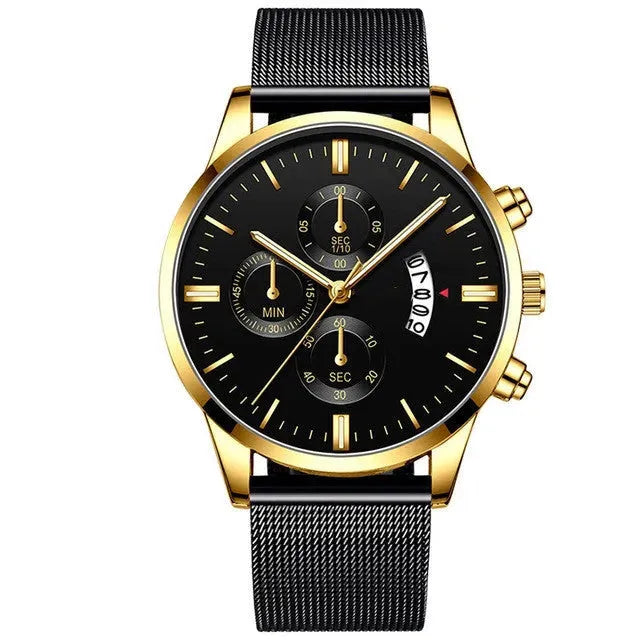 Mens Business Luxury Watches For Men Mesh Band Quartz Watch Gold Gold Watches - Tophatter Daily Deals