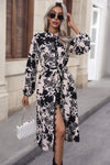 Floral Balloon Sleeve Tied Midi Dress Ivory Casual Dresses - Tophatter Daily Deals