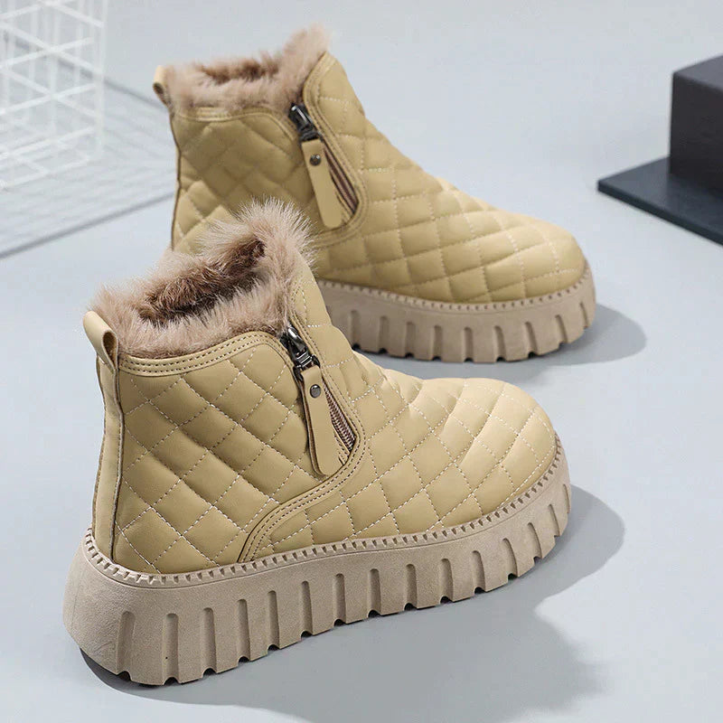 Warm Cozy Women's Ankle Boots – Quilted Faux Fur, Winter - Tophatter Daily Deals