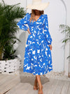 Printed Surplice Long Sleeve Midi Dress Casual Dresses - Tophatter Daily Deals