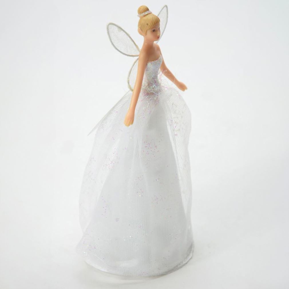 White Angel Christmas Tree Topper | Iridescent Fairy Angel Tree Ornament - 19cm Tree Decoration - Tophatter Daily Deals