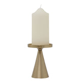Gold Metal Candle Holder for Pillar Candles | Modern Brass Effect Candlestick Candle Holder - Tophatter Daily Deals