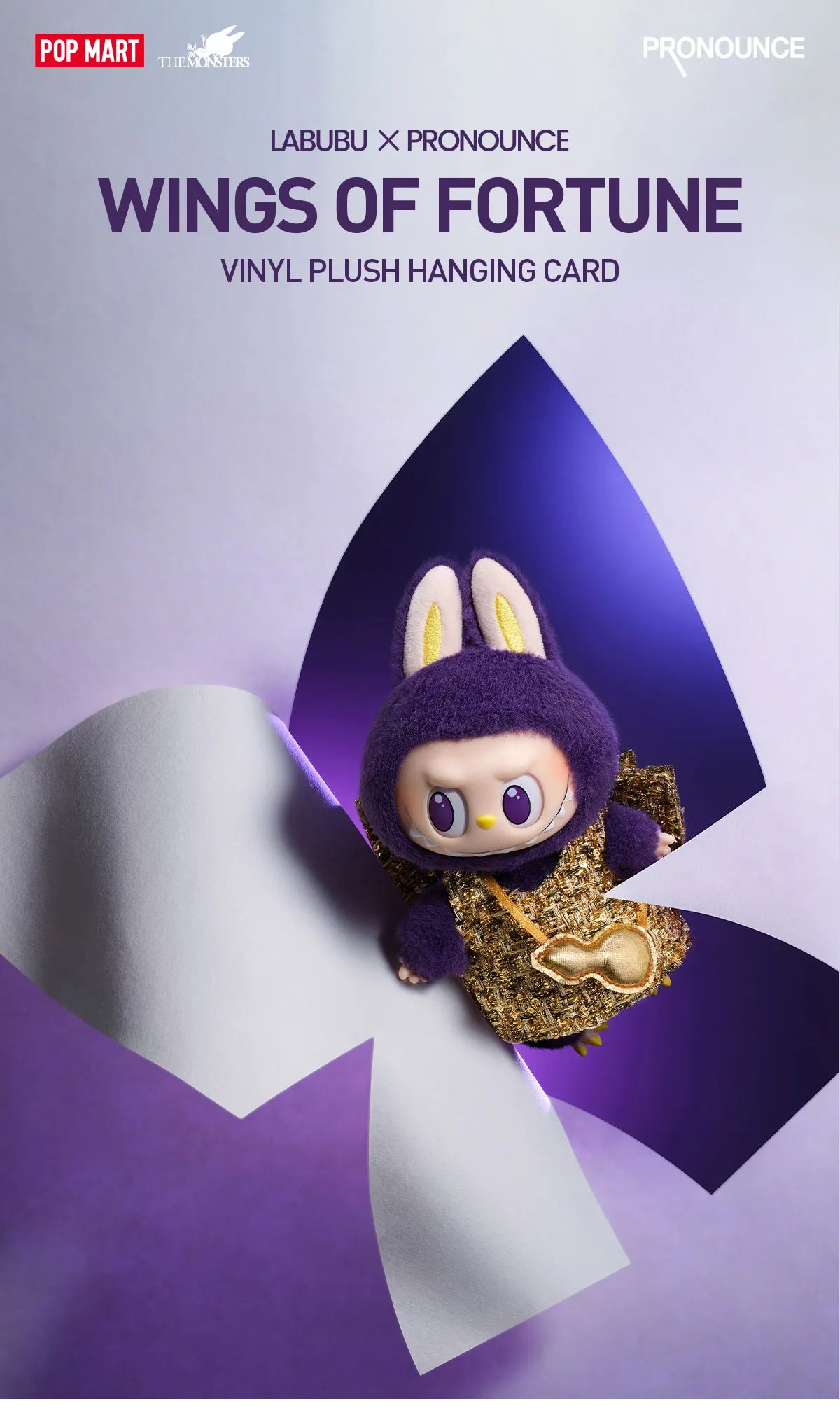 Genuine Labubu × Pronounce - Wings of Fortune Vinyl Plush Hanging Card Mythical - Tophatter Daily Deals