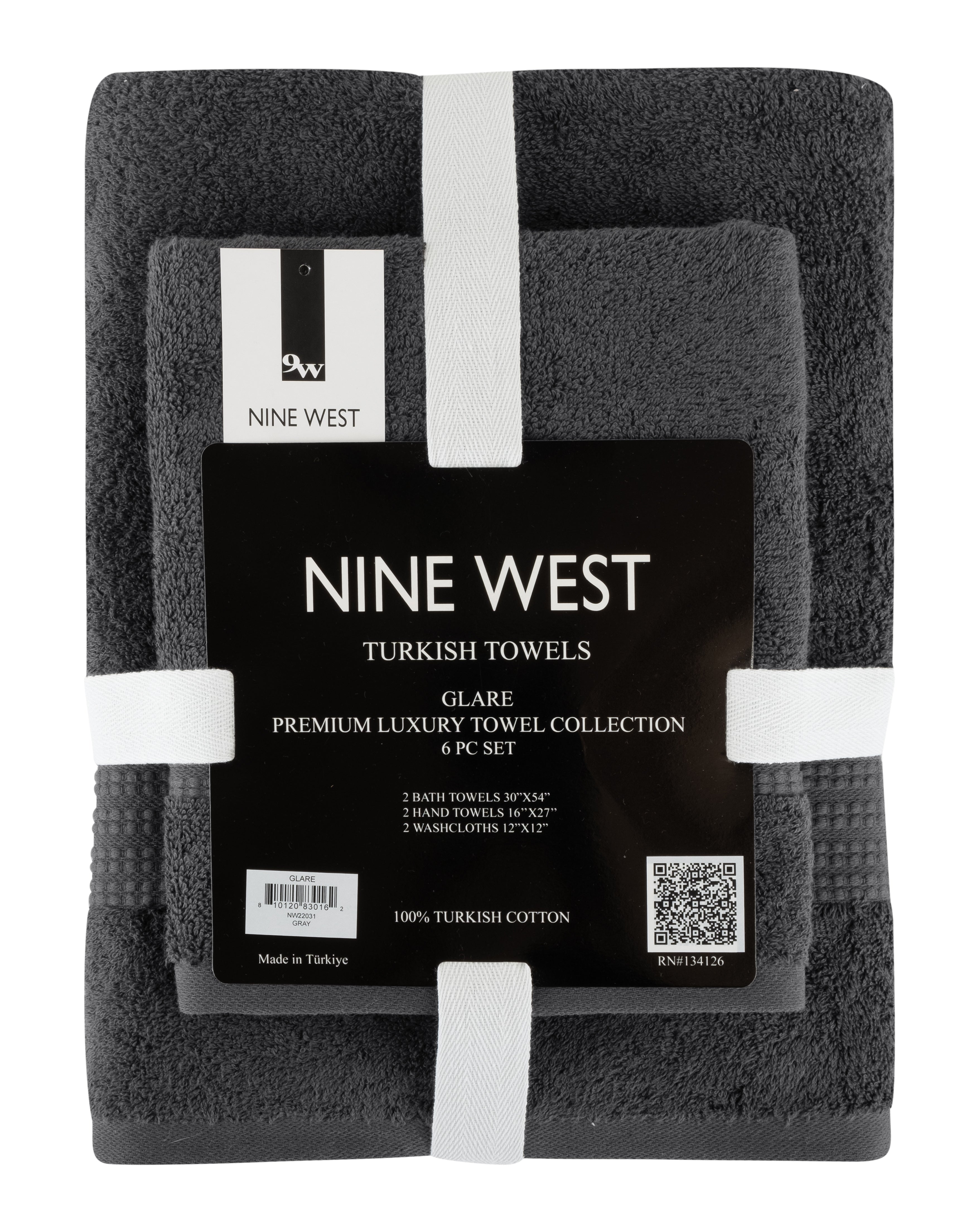 NINE WEST - GLARE PREMIUM LUXURY 6 PC BALE PACK TOWEL SET- 100% Turkish Cotton Bath Towel - Tophatter Daily Deals