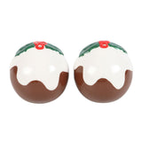 Christmas Pudding Salt & Pepper Shakers | Ceramic Christmas Salt & Pepper Pots Salt and Pepper Shakers - Tophatter Daily Deals