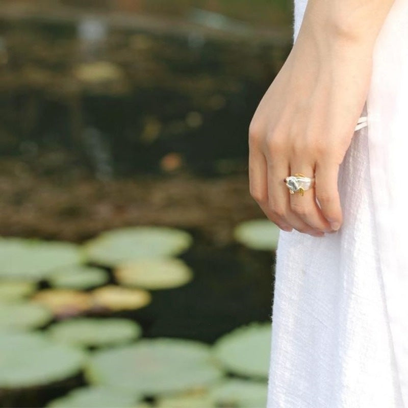Alloy Two-color Goldfish Ring Opening Adjustable Animal Ring Jewelry 0 - Tophatter Daily Deals