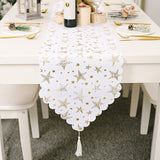 Bronzing White Table Runner Home Table Cloth Fabric Golden star 0 - Tophatter Daily Deals