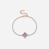 Lab-Grown Ruby 925 Sterling Silver Flower Shape Bracelet Deep Rose One Size Bracelets - Tophatter Daily Deals