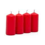 Set of 4 Red Pillar Candles | Unscented Wax Candles for Home & Events - 5x10cm Candle - Tophatter Daily Deals