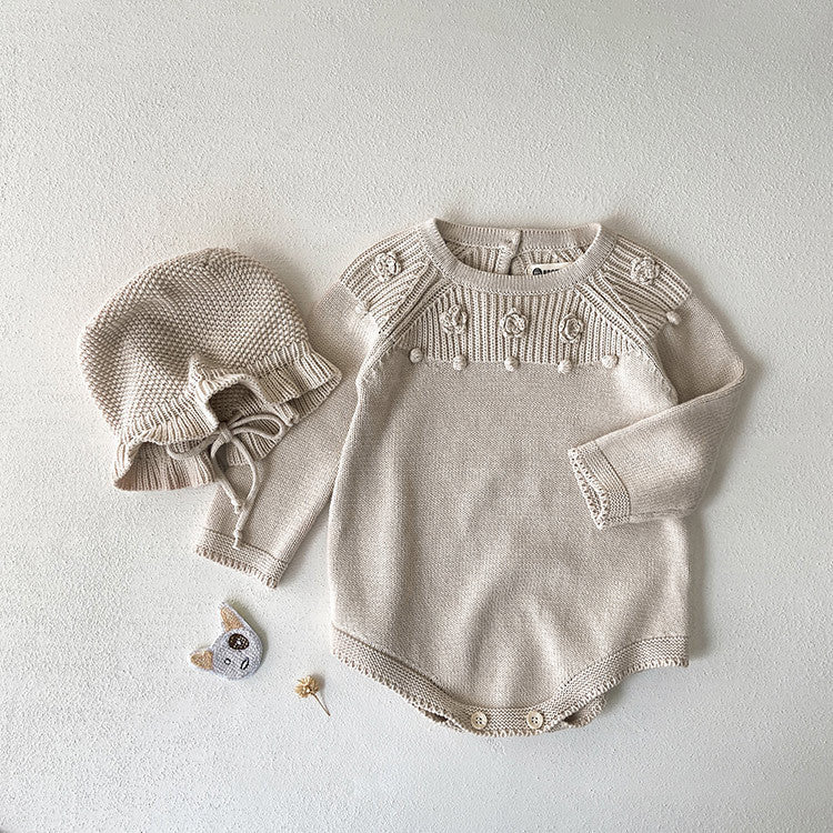 Baby Winter Checkerboard One-piece Newborn Winter Sweater Apricot 0 - Tophatter Daily Deals