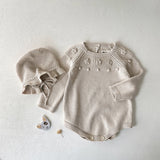 Baby Winter Checkerboard One-piece Newborn Winter Sweater Apricot 0 - Tophatter Daily Deals