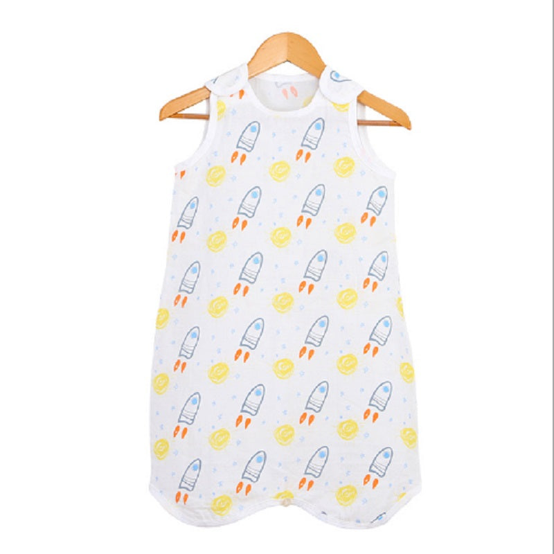 Baby Cotton Double Gauze Printed Vest Rockets 0 - Tophatter Daily Deals